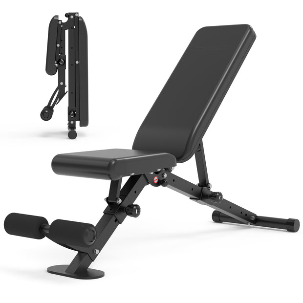 leikefitness Adjustable Weight Bench Foldable Workout Exercise Bench with Automatic Lock for Upright Incline Decline and Flat Full Body Exercise