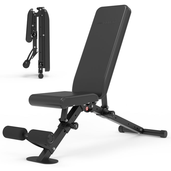 leikefitness Adjustable Weight Bench Foldable Workout Exercise Bench with Automatic Lock for Upright Incline Decline and Flat Full Body Exercise