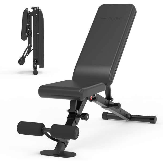leikefitness Adjustable Weight Bench Foldable Workout Exercise Bench with Automatic Lock for Upright Incline Decline and Flat Full Body Exercise