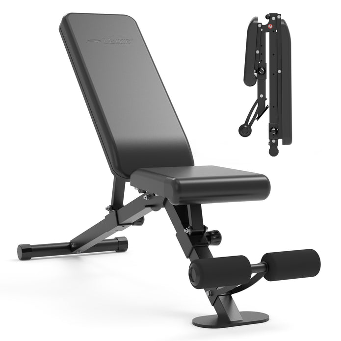 leikefitness Adjustable Weight Bench Foldable Workout Exercise Bench with Automatic Lock for Upright Incline Decline and Flat Full Body Exercise