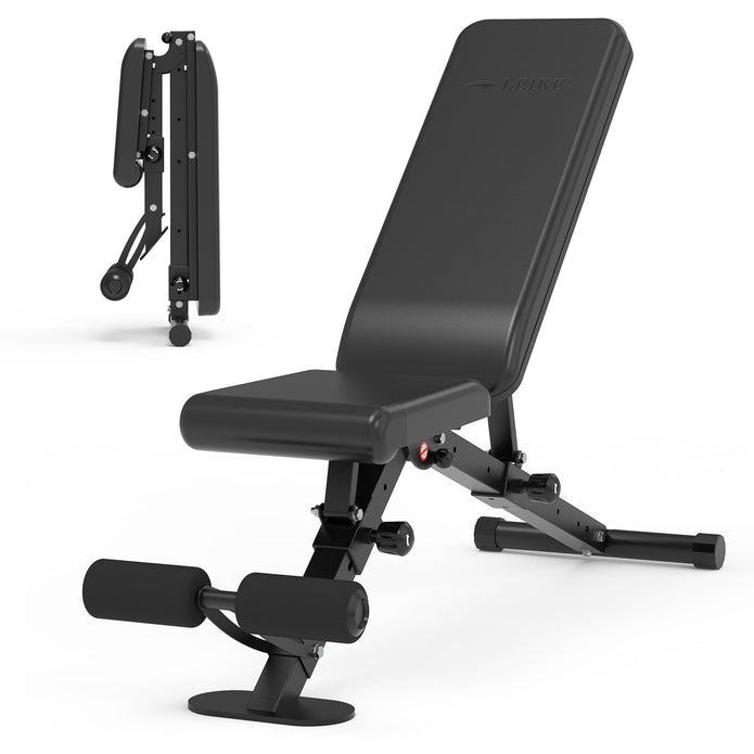 leikefitness Adjustable Weight Bench Foldable Workout Exercise Bench with Automatic Lock for Upright Incline Decline and Flat Full Body Exercise