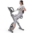 leikefitness Folding Stationary Bike Recumbent Exercise Bike w/Arm Resistance Bands-Pulse Sensor-LCD Monitor and Easy to Assemble Indoor Cycling Bike 2280
