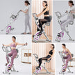 leikefitness Folding Stationary Bike Recumbent Exercise Bike w/Arm Resistance Bands-Pulse Sensor-LCD Monitor and Easy to Assemble Indoor Cycling Bike 2280