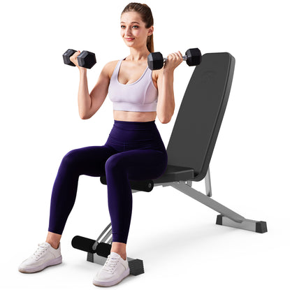 leikefitness Adjustable Weight Bench Foldable Workout Exercise Bench with Automatic Lock for Upright Incline Decline and Flat Full Body Exercise