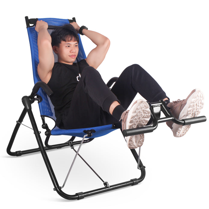 leikefitness Ab Exercise Chair Core Strengthening Lightweight Foldable Sport Abdominal Exerciser Strength Training Inversion Equipment AB3900(Blue)