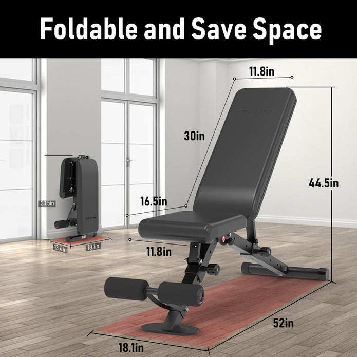 leikefitness Adjustable Weight Bench Foldable Workout Exercise Bench with Automatic Lock for Upright Incline Decline and Flat Full Body Exercise
