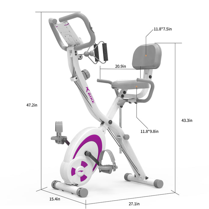leikefitness Folding Stationary Bike Recumbent Exercise Bike w/Arm Resistance Bands-Pulse Sensor-LCD Monitor and Easy to Assemble Indoor Cycling Bike 2280
