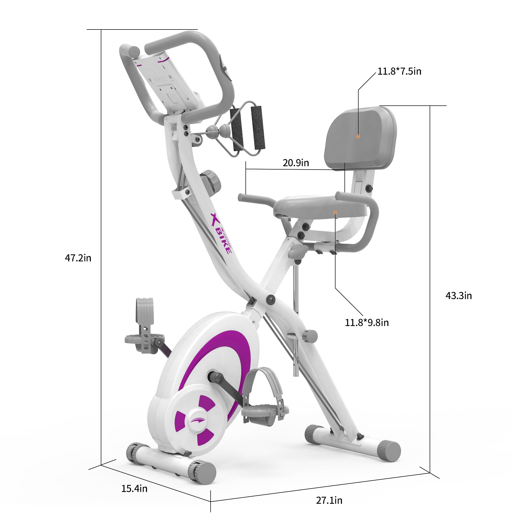 leikefitness Folding Stationary Bike Recumbent Exercise Bike w/Arm Resistance Bands-Pulse Sensor-LCD Monitor and Easy to Assemble Indoor Cycling Bike 2280