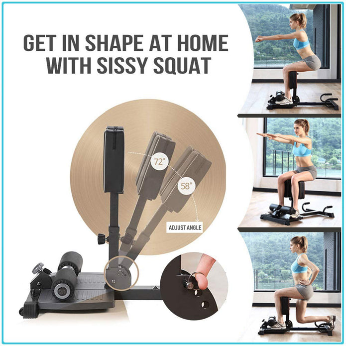 leikefitness Deluxe Multi-Function Deep Sissy Squat Bench Home Gym Workout Station Leg Exercise Machine 8400