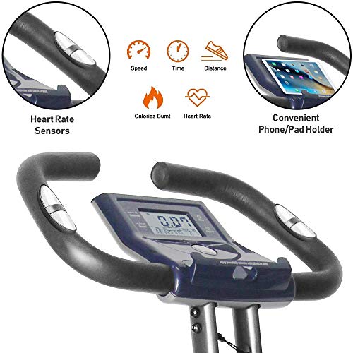 leikefitness LEIKE X Bike Ultra-Quiet Folding Exercise Bike, Magnetic Upright Bicycle with Heart Rate,LCD Monitor and easy to assemble