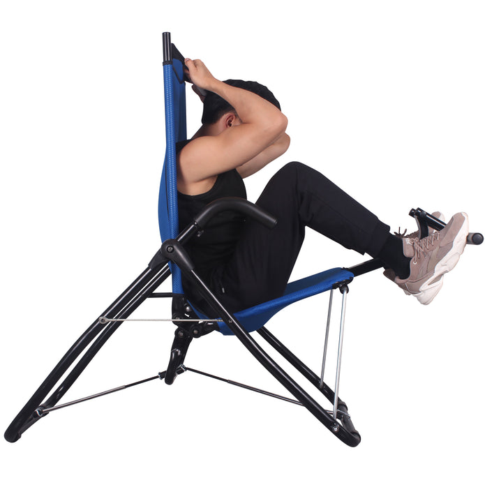 leikefitness Ab Exercise Chair Core Strengthening Lightweight Foldable Sport Abdominal Exerciser Strength Training Inversion Equipment AB3900(Blue)