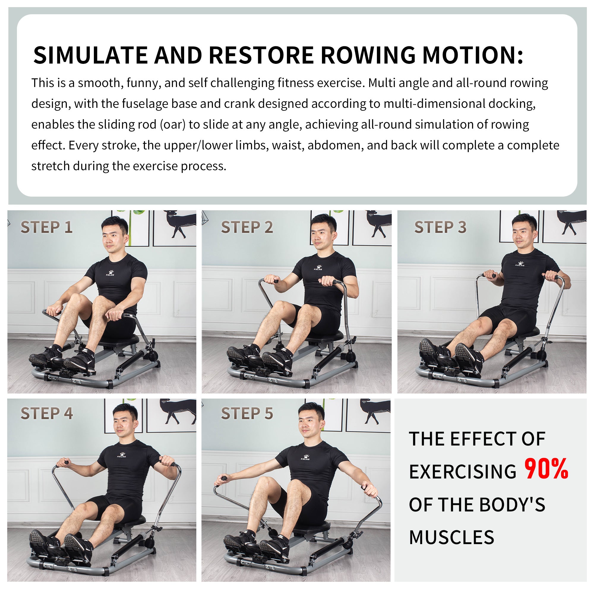 Leikefitness Rowing Machine Foldable for Home Use Hydraulic Rowing Machine with LCD Monitor for Full Body Exercise Cardio Workout