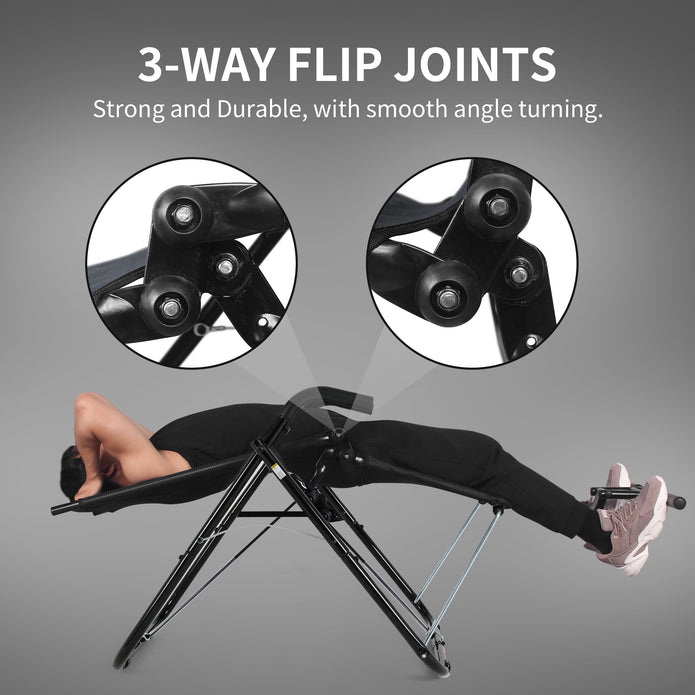 leikefitness Ab Exercise Chair Core Strengthening Lightweight Foldable Sport Abdominal Exerciser Strength Training Inversion Equipment (Black)