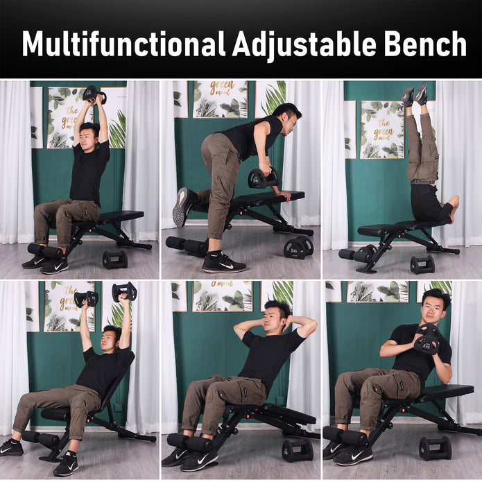 leikefitness Adjustable Weight Bench Foldable Workout Exercise Bench with Automatic Lock for Upright Incline Decline and Flat Full Body Exercise
