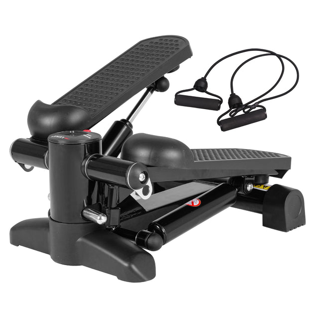 LeikeFitness Mini Stair Stepper for Exercise with Digital Monitor & Resistance Band Home Workout Equipment