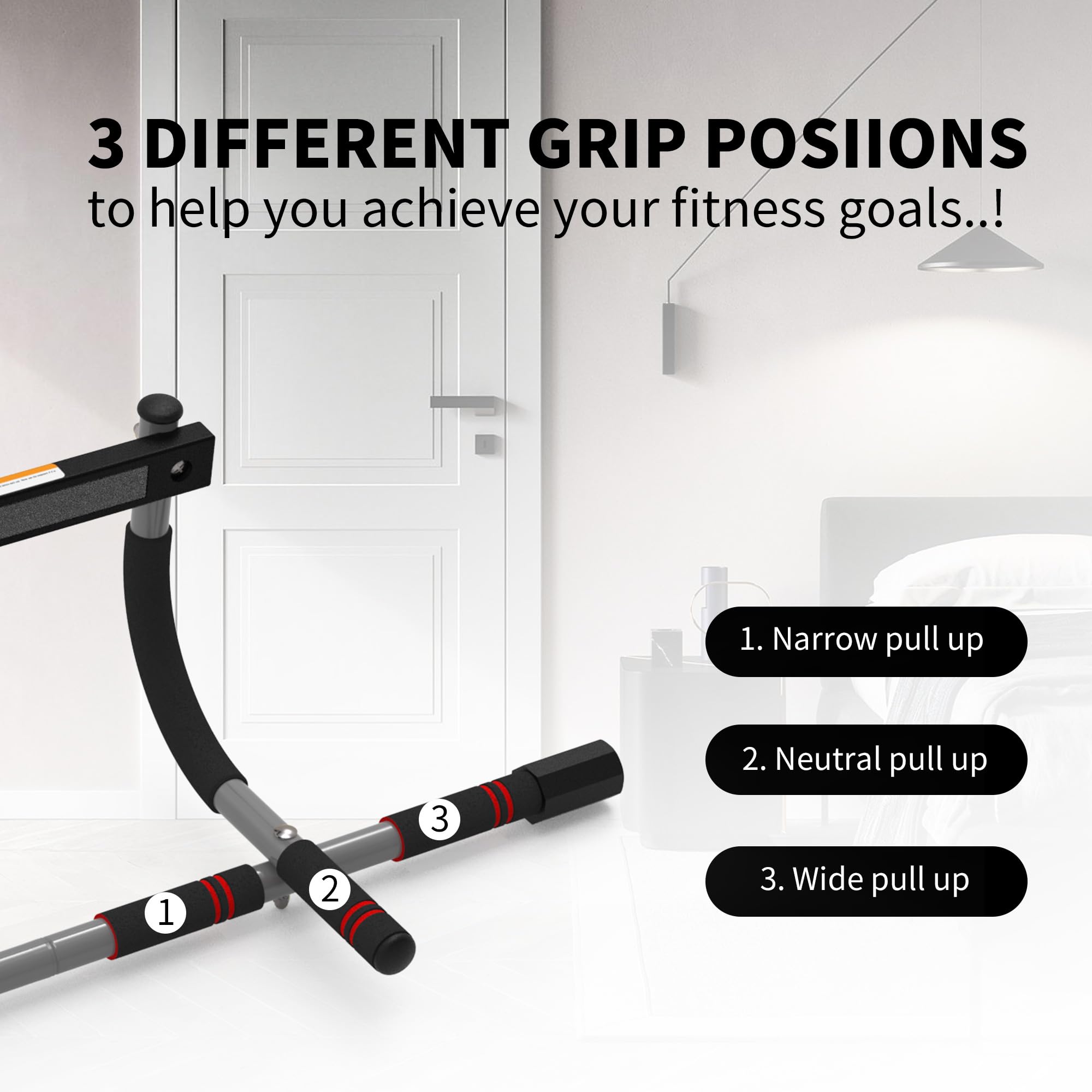 leikefitness Pull-Up Bar For Door Frame Adjustable Portable Upper Body Fitness Workout For Home Gyms (AB7000)