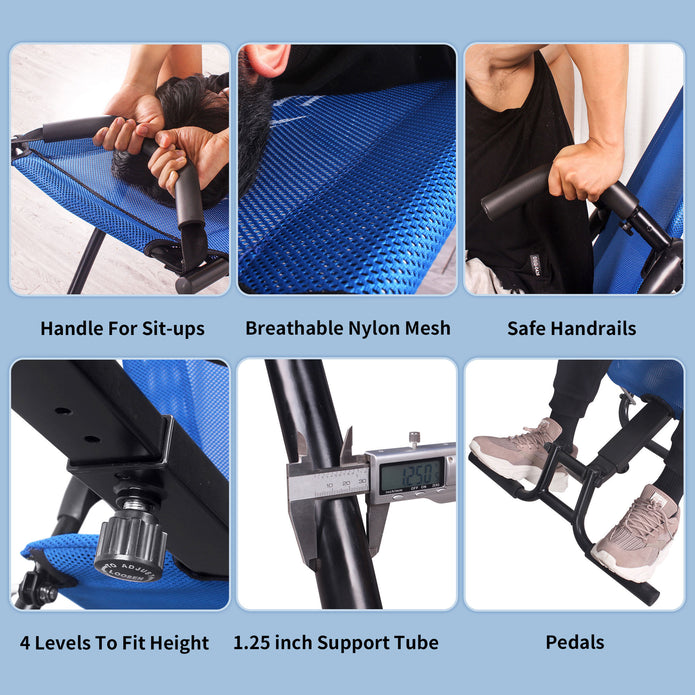 leikefitness Ab Exercise Chair Core Strengthening Lightweight Foldable Sport Abdominal Exerciser Strength Training Inversion Equipment AB3900(Blue)