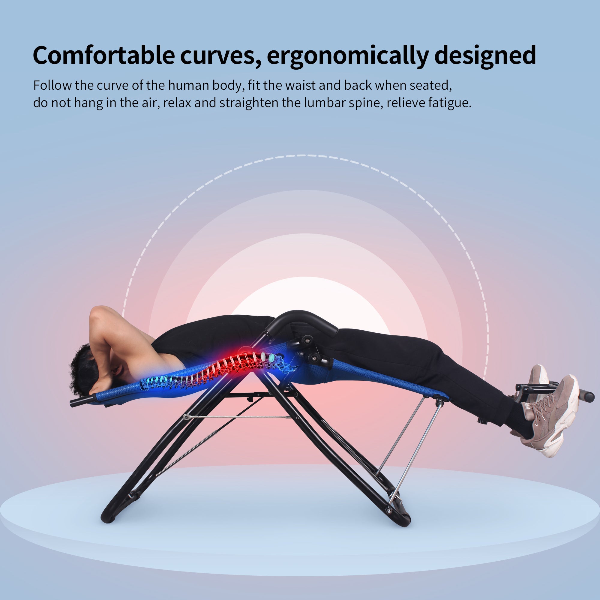 leikefitness Ab Exercise Chair Core Strengthening Lightweight Foldable Sport Abdominal Exerciser Strength Training Inversion Equipment AB3900(Blue)